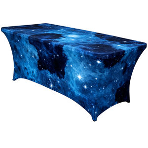 Funda de Mesa Tradicional para Mesa de 6 pies, Ajustable, de Spandex, Diseño Portátil, Impresión Digital con Logotipo, Azul Marino, Corporativa - Product Image 2