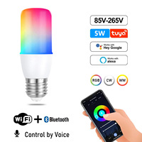 Ampoule E27 RGBCW T37 à changement de couleur dimmable, 85-265V, large plage de tension, pour décoration intérieure, télécommande, certifiée CE