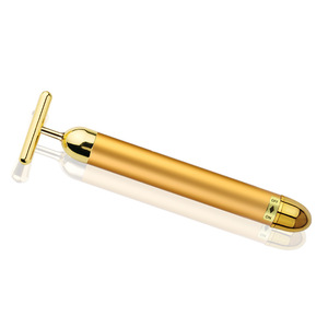 肌の若返りフェイシャルマッサージャーデバイス<span class=keywords><strong>T</strong></span>字型フェイススリミングローラー<span class=keywords><strong>24k</strong></span>ゴールドビューティーバー
