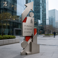 Sculpture de signalisation directionnelle moderne en acier inoxydable, annuaire personnalisé pour tours de bureaux, centres d'affaires et centres d'accueil