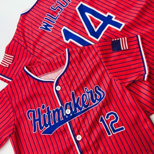 Tùy Chỉnh Thêu Thăng Hoa Retro Đội Bóng Chày Jersey Lưới Thoáng Khí Twill Nút Sọc Softball & Bóng Chày Áo Sơ Mi - Product Image 1