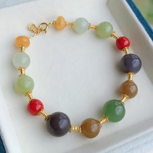 Natural Hetian Jade <b>Beaded</b> <b>Bracelet</b> & Necklace Series Multi-Gemstone Oriental Lucky Jewelry For Women Gift - Product Image 3