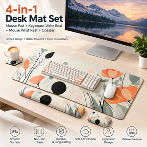 Juego de Alfombrilla de Ratón y Teclado Personalizado de 4 Piezas, Alfombrilla de Ratón Extendida para Juegos, Soporte Ergonómico para Muñeca de Teclado y Ratón - Product Image 1