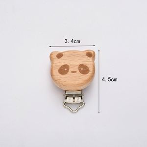 High Quality Beech Wooden Ornament Pacifier <b>Clip</b> with Cartoony Animal Engraving Soother Chains for Babies Dropshipping - Product Image 4