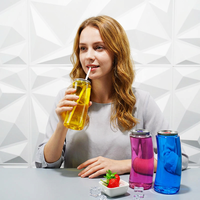 Bouteilles en plastique PET recyclé rondes transparentes jetables de 250 ml/330 ml/500 ml avec bouchon à clapet pour cola, lait, thé, café, jus, soda, eau