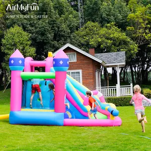 Saltador inflable para niños, castillo hinchable para uso doméstico, color rosa