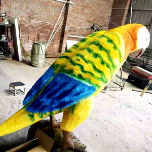 Op maat gemaakte metalen levensgrote geanimeerde animatronische vogel (papegaai) voor gebruik in themaparken, winkelcentra en luchthavens - Product Image 1