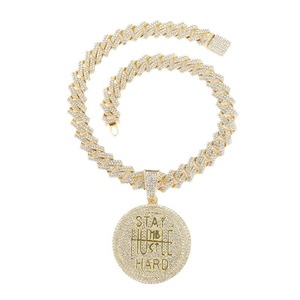 Bùng nổ tất cả-trong-một cá tính đầy đủ của kim cương hợp kim lớn đường phố Vòng hip hop phóng đại Cuba Chuỗi vòng cổ - Product Image 5