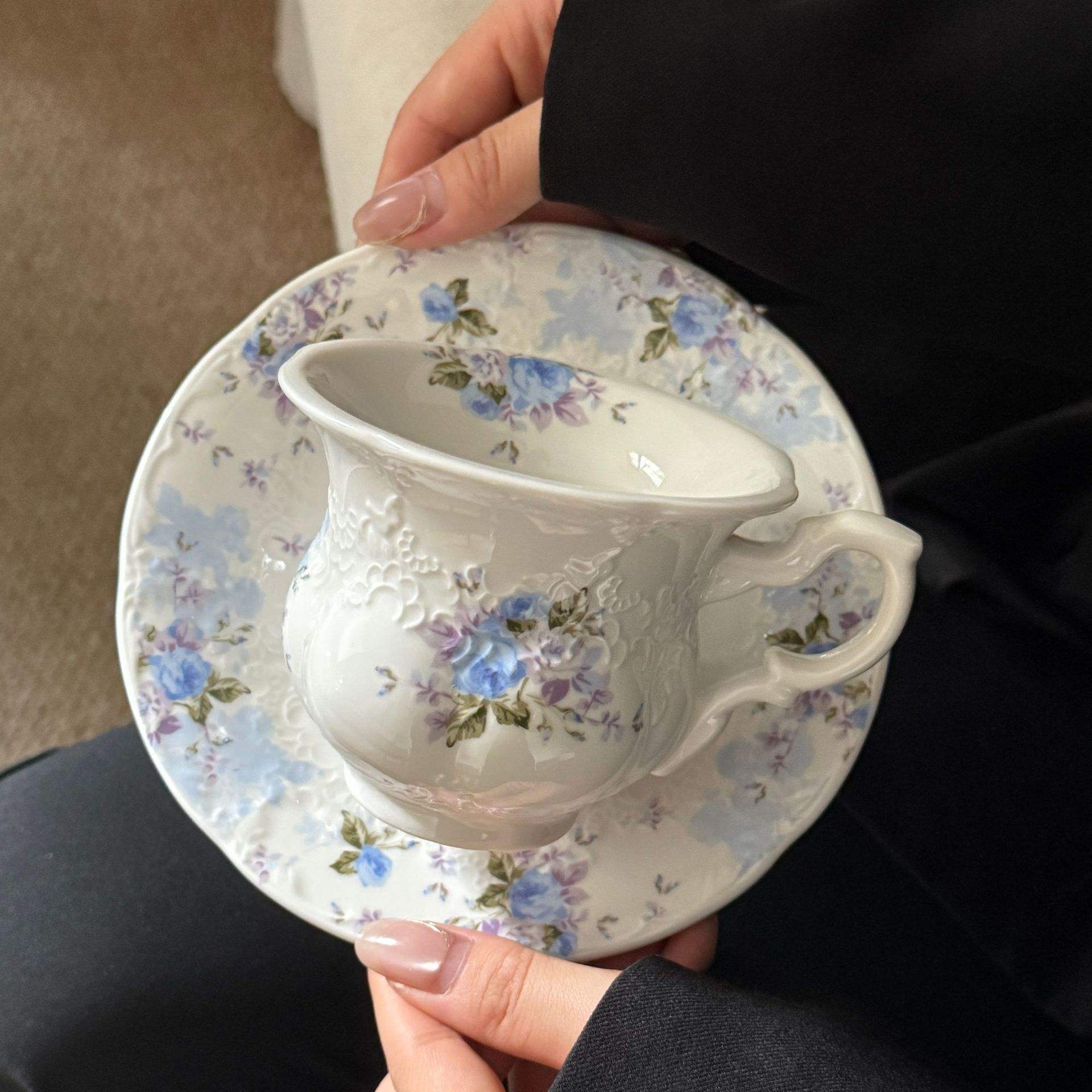 Blue rose court cups and plates