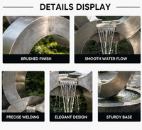 Fontaine d'eau artistique à trois anneaux empilés en acier inoxydable brossé 304/316L, style abstrait moderne BSA, pour villa, cour et jardin