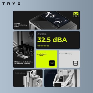 Enfriador de CPU TRYX TURRIS 620 con Pantalla HD de 5 Pulgadas, Disipador de Calor de Cobre y Aluminio, Rodamiento Fluido, Bajo Nivel de Ruido 32.5dBA - Product Image 3