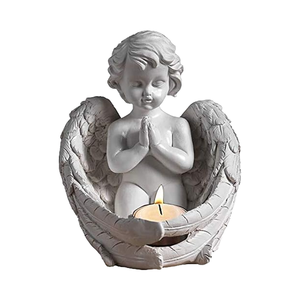 Figurine d'ange enfant de style européen MAMBA, sculpture réaliste peinte à la main, résine durable, décoration nautique pour la maison - Product Image 1