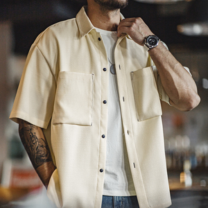 <span class=keywords><strong>Camicie</strong></span> da uomo Maden a maniche corte, casual, oversize, drappeggiate, senza stiratura, con silhouette testurizzata, taglie forti, Tendenza 2026 - Product Image 2
