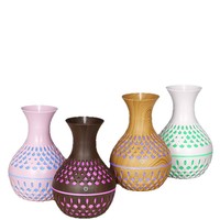 Nouveau mini humidificateur aromathérapeutique de bureau en plastique, à grain de bois sculpté, avec lumière d'ambiance sept couleurs et alimentation USB