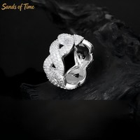 Bague Moissanite VVS Couleur D en Argent Sterling S925 Électroplaqué avec Sertissage de Pierre Personnalisé, Modèle Figure 8, Bijoux Hip Hop B2B de Luxe