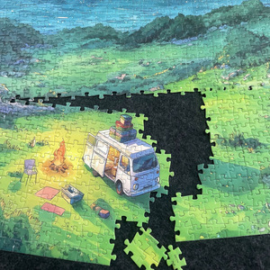 Puzzle de 1000 pièces, style peinture à l'huile, prairie, étoiles, carton gris, stimulant le cerveau, pour adultes et adolescents - Product Image 4