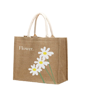 Bolsa de Compra Laminada Sostenible al por Mayor, Bolsa de Yute Reutilizable Ecológica con Logotipo Personalizado y Asa de Bambú - Product Image 2