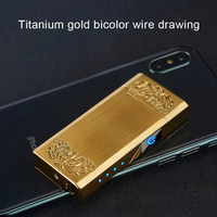 Briquet électrique rechargeable par USB à double arc, coupe-vent, sans flamme, en métal, avec indicateur de batterie LED, briquet classique pour cigarettes