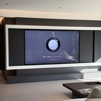 Meuble TV en bois Tuzhi Casa pour salon moderne, avec unité murale dorée, meuble de cheminée et portes vitrées