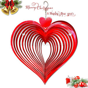 In acciaio inossidabile 3D rotante in metallo dinamico pendente filatore del vento per giardino decorazione di arte cuore rosso carillon cacciatore di vento - Product Image 1