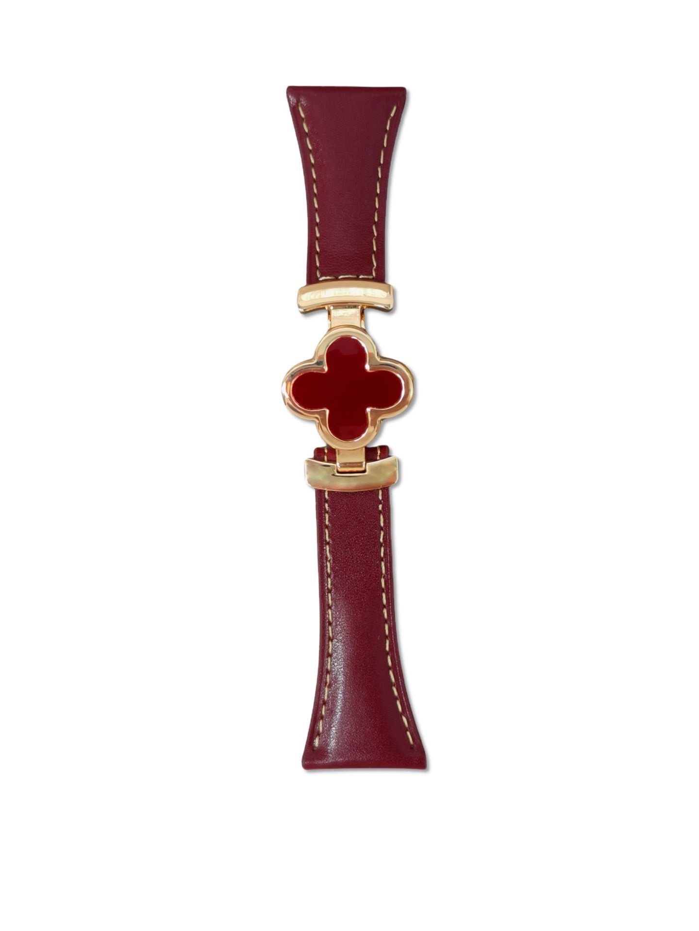 Boucle rouge vin-or-fleur rouge