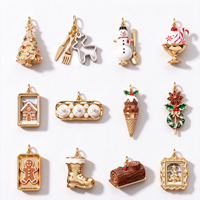 Breloques DIY en forme de sapin de Noël et de cornet de glace en acier inoxydable plaqué or PVD vintage pour la fabrication de bracelets et de colliers