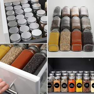 12er-Pack 4 Unzen Küchen-Gewürzgläser-Set Quadratische Gewürzaufbewahrungsgläser mit Trichter - Product Image 6