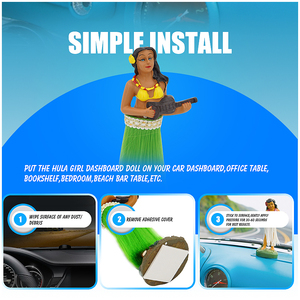 ตุ๊กตาแดชบอร์ดฮาวายสาวฮูลา,พร้อมหัวอูคูเลเล่ Bobbleheads สำหรับแดชบอร์ดรถยนต์ - Product Image 6