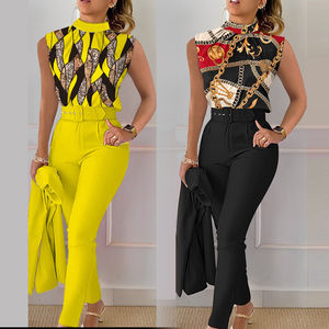 <span class=keywords><strong>Abbigliamento</strong></span> da <span class=keywords><strong>donna</strong></span> Casual da <span class=keywords><strong>ufficio</strong></span> professionale con temperamento pendolare con stampa canotta pantaloni due pezzi da <span class=keywords><strong>donna</strong></span> - Product Image 5