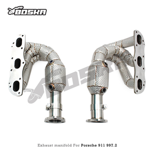 Collecteur d'échappement OEM Boska 3 en 1 pour Porsche 911 997/997.2 Carrera 3.6L/3.8L 2008-2011 SUS304 100/200/300 cellules avec catalyseur - Product Image 6