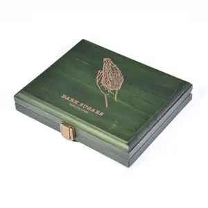 KSA riyadh mùa Trà hộp màu Đen bằng gỗ hộp xì gà tự làm âm nhạc đồng hồ báo thức hộp gỗ phụ kiện