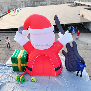 <strong>Customized</strong> <strong>Inflatable</strong> Christmas Blow up Santa Claus <strong>Inflatable</strong> Singing Santa With Guitar <strong>Microphone</strong> and Gift Box - Product Image 6