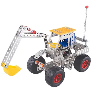 Lucu 208 Buah Mainan Bata Logam Mobil Blok Bangunan Teknik Dipasang Sendiri Diy dengan Mainan Pendidikan Plastik