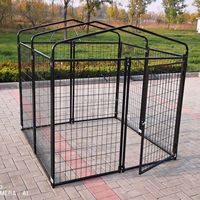 Cage pour chien soudée noire de haute qualité, maison extérieure durable pour animaux de compagnie pour le sport, prix réduit