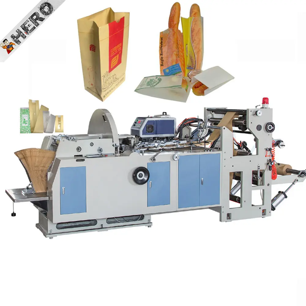 Kleine V-Bodem Kruidenier Cement Bruin Papier Draagtas Making Machine Volledig Automatische Prijs