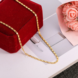 Collar Chapado en Oro de 18K, Cadena Plana de 2MM, Diseño Geométrico, Joyería de Moda Unisex, Regalo, Origen Yiwu - Product Image 3