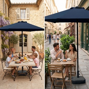 <span class=keywords><strong>Sombrilla</strong></span> de Patio Plegable Moderna de 2.3m, Impermeable, Color Azul Marino, con Manivela, Estructura de Hierro, 6 Varillas, Resistente a los Rayos UV, para Jardín, Hotel - Product Image 2