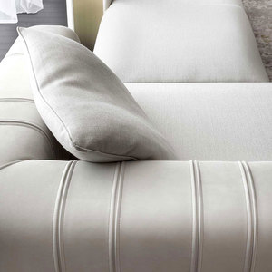 เฟอร์นิเจอร์ดีไซน์แบรนด์ Miwo เฟอร์นิเจอร์ห้องนั่งเล่น โซฟาคุณภาพสูง สีครีมขาว หนังแท้ 3 ที่นั่ง โซฟาเข้ามุมรูปตัว L โซฟาหรูหราทันสมัย - Product Image 5