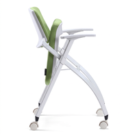 Chaise de conférence pliante moderne avec accoudoirs, structure en fer et roulettes, pour la formation commerciale