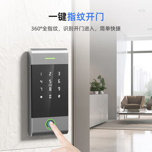 Nissho Fingerprint Access Control Lock Touchscreen RX-MJ01 One-Way Audio Doorplate <b>Clock</b> Machine - Product Image 1