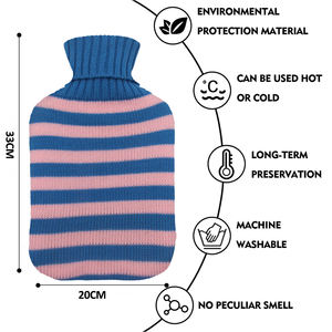 <span class=keywords><strong>Bouillotte</strong></span> en caoutchouc avec housse tricotée, durable, <span class=keywords><strong>chauffante</strong></span> et réutilisable pour soulager la douleur - Product Image 2