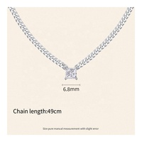 Kalung Tulang Selangka Perak Sterling S925 untuk Wanita, Kalung Rantai Kuba, Liontin Moissanite Potongan Putri Berlapis Emas Putih 18K, Hadiah Perhiasan