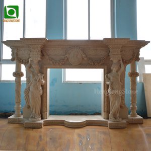 Estatua de Ángel Pequeño Tallada a Mano en Mármol Amarillo Antiguo para Decoración del Hogar, Adorno para Chimenea - Product Image 4