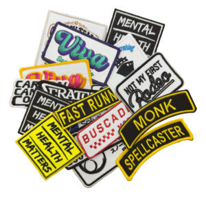 वेल्क्रो पैच के लिए थोक कस्टम कढ़ाई व्यक्तिगत पत्र बुना हुआ कपड़े बैज लोहे के वस्त्र लेबल - Product Image 1