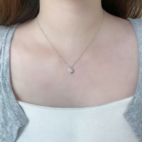 Collana con Pendente in Platino Pt950 con Diamante Coltivato in Laboratorio, Gioiello Minimalista per Donne