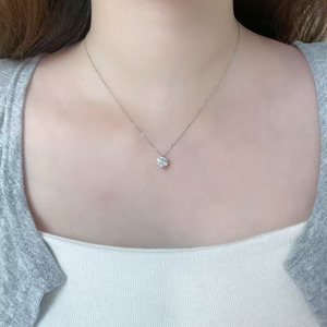 Pt950 플래티넘 랩그로운 다이아몬드 펜던트 목걸이 여성용 스타 솔리테어 조절 가능한 체인 고급 주얼리 미니멀리스트 다이아몬드 목걸이 - Product Image 4