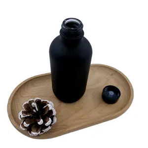 High Quality Customized Black Matte Boston Bottle 1oz 2oz 4oz 8oz 16oz Round Glass Essential Oil Bottle With Bakelite Cap