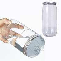 Canette Personnalisée en Plastique PET Jetable avec Impression Sérigraphique, Couvercle Scellable en Aluminium à Ouverture Facile pour Boissons Froides