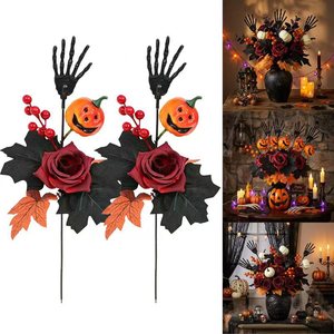 Arreglo de Rosas Artificiales de Halloween, Tallo Individual, Flores Decorativas de Calabaza, Decoración Floral para el Hogar - Product Image 4
