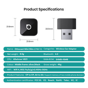 <span class=keywords><strong>Ottocast</strong></span> Original CarPlay Box, Conexión Inalámbrica para Vehículos, Interconexión con <span class=keywords><strong>Android</strong></span> <span class=keywords><strong>Auto</strong></span> - Product Image 6
